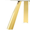 A 42-inch stainless steel white pattern burning stone round table with gold legs Round table suitable for 2, 4 or 6 people