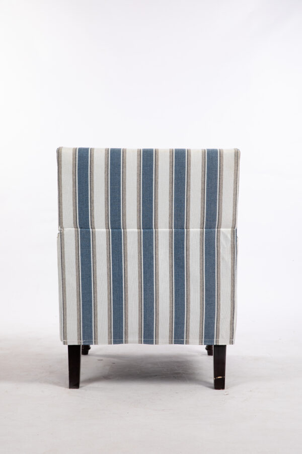 813fa8e9a8c546eaa155d68ca080c1b0_30f63443c0c9df7cd1354a25c2921b00 Upholstered Accent Chair, Vintage Armchair with Blue and White Striped Linen Fabric and Nailhead Trim for Living Room