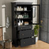 70.1" Modern High Freestanding Tall Bathroom Cabinet with 2 Adjustable Shelves, 3 Drawers, Soft Close Glass Doors – Ideal for Bathroom, Living Room, Kitchen Storage