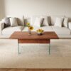 Multifunctional Lift Top Coffee Table -Dark Wood Color Grain Sticker, Essential for Modern Homes.Tempered Glass Legs,Lift Top Feature.Perfectly Fitting Into Living Rooms And Office.