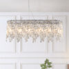 (Same as W1340P189443/L5024-880-C) Silver Elegant Oval Crystal Chandelier, Modern Ceiling Light Fixture with Reflective Hanging Crystals for Dining Room, Living Room, and FoyerS (Bulbs Not Included)
