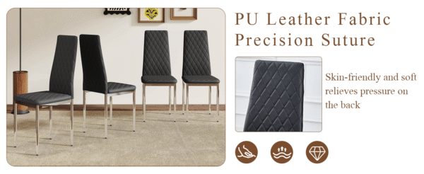 822f5e4b27ef496da40d4b0b0d6f04f8_012d4c2384e83157abcbe24e8970a434 Modern Style Dining Chairs Set of 6 in Black, Essential for Minimalist Homes.Meeting Family Dining Needs,PU Material Seat,Silver Metal Legs,Blending into Various Home Environments.W1151107275