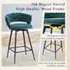 Two rotating bar stools with breathable cotton and linen soft cushions, in a retro green seat and black spray-painted iron frame, suitable for both restaurants and bars