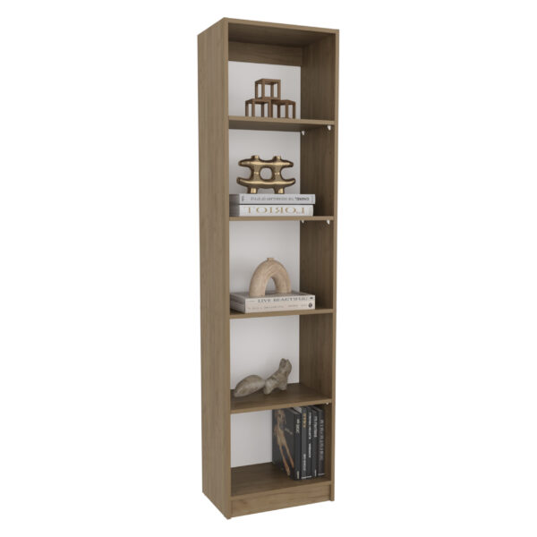 Home Slim Design Bookcase With 5-Tier Shelves, Natural Oak