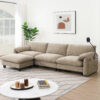 [VIDEO Provided] 108" Modular Sectional Sofa, L-Shape with 31.5" Extra-Wide Seat Cushion, USB and Type-C Charger, Phone Holder and 2 Side Storage Pockets, Free Movement Ottoman, Striped Chenille
