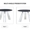 A 42-inch burn stone round table with stainless steel legs can accommodate 4 or 6 diners