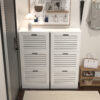 Wooden Shoe Cabinet for Entryway, White Shoe Storage Cabinet with 3 Flip Doors 20.94x9.45x43.11 inch