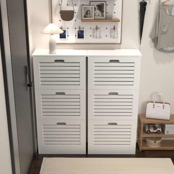 83889650507d4c2ca9a766081000fd9c_e137d9ad5263fcb47d2c471f85fec574 Wooden Shoe Cabinet for Entryway, White Shoe Storage Cabinet with 3 Flip Doors 20.94x9.45x43.11 inch