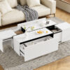 U-Can 47.2''-72.7'' Extendable Coffee Table, Multi-Functional Coffee Table with High-Gloss Finish, Coffee Table with 2 Hidden Storage Space and 2 Drawers for Living Room