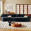 U_Style 115.7" Pure Foam Modular Sofa, 2-Piece Set with 5 Cushions, 4-Seater, Chenille Jacquard Fabric, Curved Design, No Assembly Required, Soft Upholstered Sofa for Living Room & Bedroom