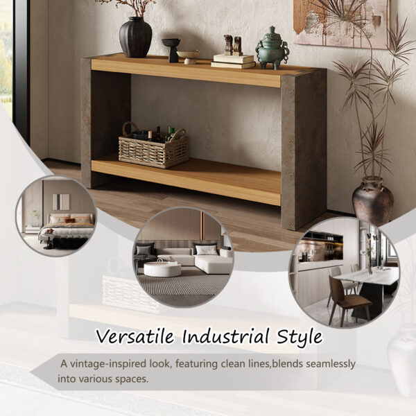 Mirod Vintage Industrial Console Table - Classic Minimalist Design with Premium Wood Veneer and Distressed Finish