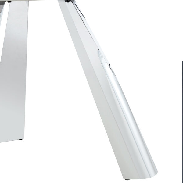 85239c705016421894dbc1e25ed0a994_ca71c82a76a5daead661429c26fc72ef A 42-inch burn stone round table with stainless steel legs can accommodate 4 or 6 diners