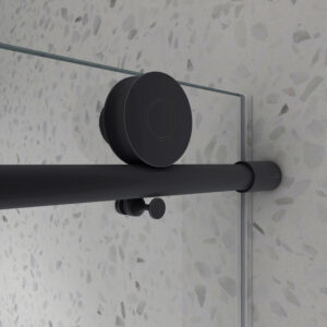 4876 Matte Black frameless one fixed and one shifted Shower Door, 70MM 304 SUS large pulleys with adjustable soft closing function,with nano easy cleaning and stick explosion-proof menbrance