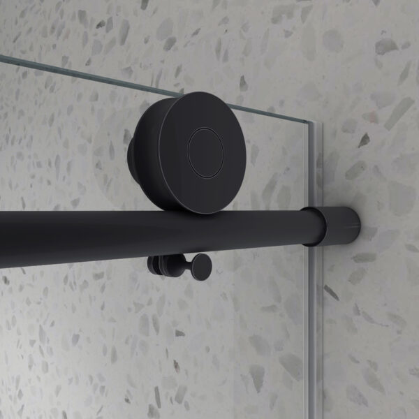 8553001478bf400198ab300eed0f8fcb_27770f1407daa62c8ab0c1c01abc9676 4876 Matte Black frameless one fixed and one shifted Shower Door, 70MM 304 SUS large pulleys with adjustable soft closing function,with nano easy cleaning and stick explosion-proof menbrance