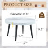 Elegant White Marble Pattern Round Coffee Table - Diameter 23.6 Inches, Exquisite Suction Molding Process,White Marble Pattern Design,Black Sprayed Metal Leg.
