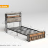 Twin Bed Frames , Headboard and Charging Station & LED Light for Bedroom, Solid and Stable, Noise Free, No Box Spring Needed, Easy Assembly