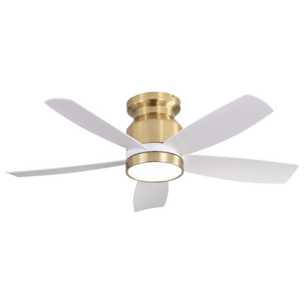 42 Inch Flush Mount Ceiling Fans with LED Light 22W and Remote Control 5 ABS Fan Blades for Indoor