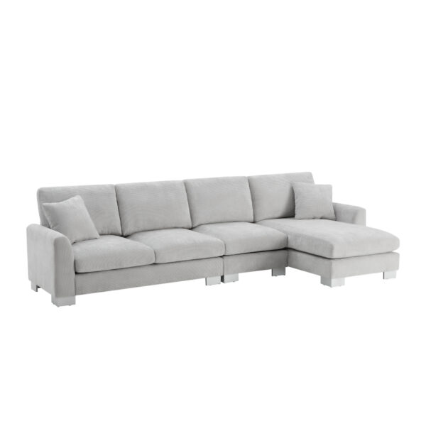 119*55" Modern Oversized Sectional Sofa,L-shaped Luxury Couch Set with 2 Free pillows,5-seat Chenille Indoor Furniture with Chaise for Living Room,Apartment,Office,2 Colors