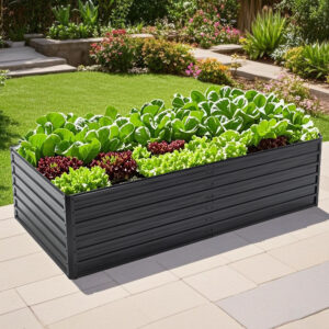 8X4X2ft Galvanized Raised Garden Bed Kit, Rectangular Large Metal Deep Root Planters for Outdoor Plants Vegetables Flowers Herb, 481 Gallon Capacity