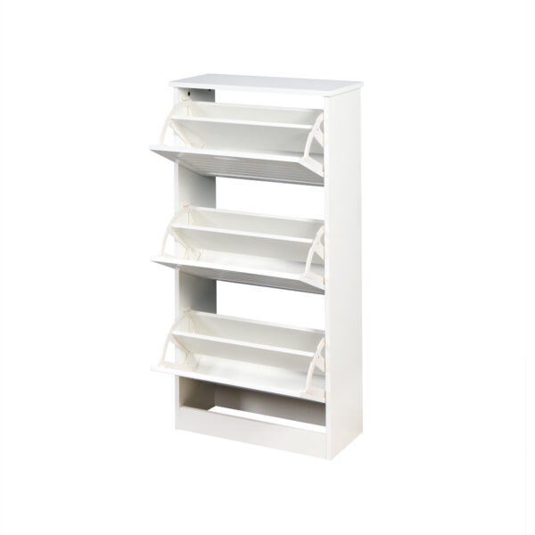 870e554fe6fe4818a4861cd36d3ebbf1_20211214_16b0efc6ef78c1bd27b56bf1bf4dda58 Wooden Shoe Cabinet for Entryway, White Shoe Storage Cabinet with 3 Flip Doors 20.94x9.45x43.11 inch