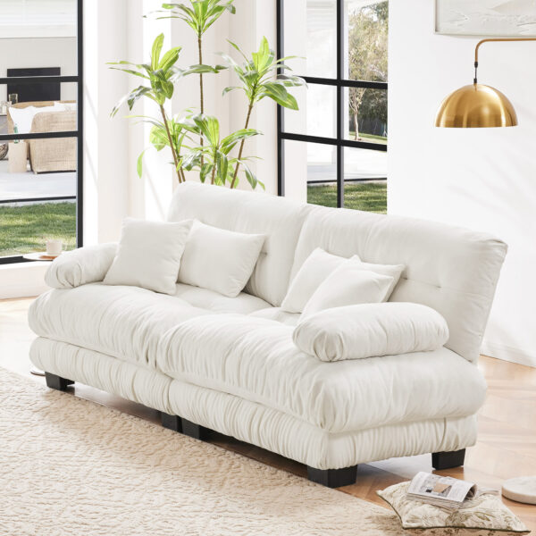 87ccaba3253447089ac8a5930140c3e3_91ce18c9657d694e8cd4a9c3f4056d77 Cloud Couch 2 Seater Sofa for Living Room, Chenille 2 - Seat sofa with 2 Lumbar pillows and 2 throw pillows,Chenille White