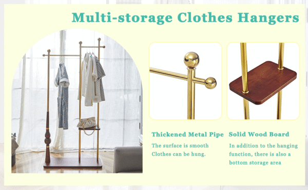 881a1b6679cd401ba7e1fd6b7736a777_28067fff5694d89dc236f6ee73eef580 70" Tall Industrial Coat Rack for Entryway, Solid Wood & Stainless Steel Clothing Rack, Double Layer Hanger for Coats, Hats, Bags, Scarves, Shoes Storage, Vintage Wood Grain & Metal, Heavy Duty