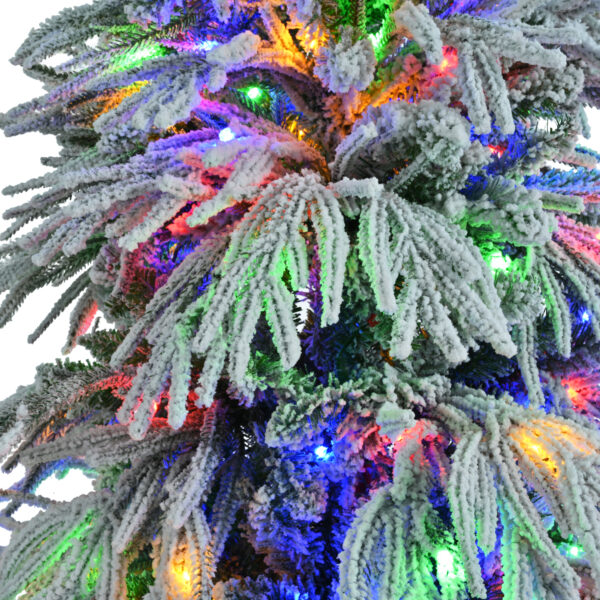 88622b69b55b4c92807be9ad4c8c33e6_3eac1cb66f96c822d8a9d3bd29c120d7 7.5FT Pre-Lit Spruce Snow Flocked Christmas Tree, Artificial Hinged Xmas Tree with 350 Multi-Color LED Lights, 8 Flashing Modes &1389 Snow Branch Tips, Holiday Office Home Décor