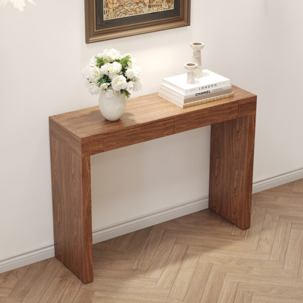 88945cf916c54851807627658617077c_e61ccb3013dd53e9857d4773886bdcb9 Elegant Dark Wood Grain Bar Table-50 Inches Long, a Practical Choice for Modern Homes.Dark Wood Grain Texture Sticker,Equipped With Two Drawers.Serving As A Bar Table Or A Desk.