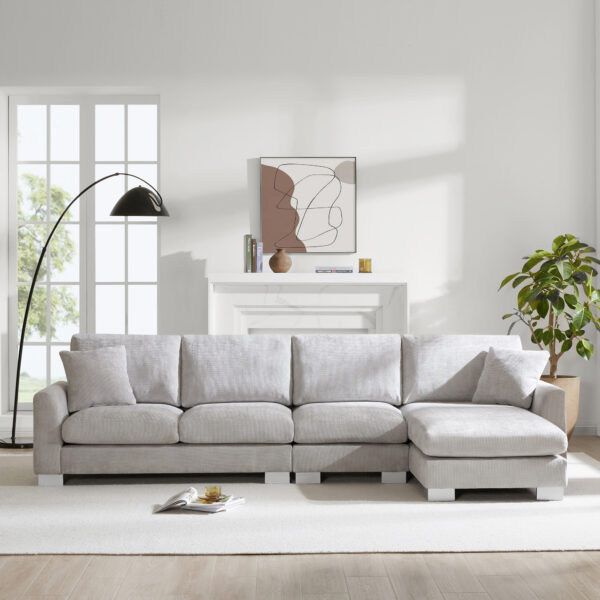 119*55" Modern Oversized Sectional Sofa,L-shaped Luxury Couch Set with 2 Free pillows,5-seat Chenille Indoor Furniture with Chaise for Living Room,Apartment,Office,2 Colors