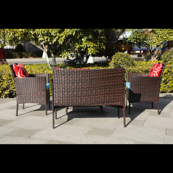 89025b9d1c514c3b9a6526a3e7ec5b2c_961d8a509dc739b568fec2f44cf40291 Four-Piece Sofa Set Table With Sofa Chair PE Rattan Outdoor Furniture HY4-001 Box *1 With Sapphire Blue Color Cushion