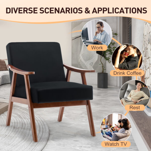 8a54fb2fe01147bcbb955e94086c7a8e_20240501_aedb46949ec1cf876a42f7c83ffe3e96 Mid-Century Modern Chair, Living Room Chair with Solid Wood Frame, Accent Chair Extra-Thick Backrest, Wingback Chair for Bedroom, Reading Room, Living Room, Lounge Chair Indoor