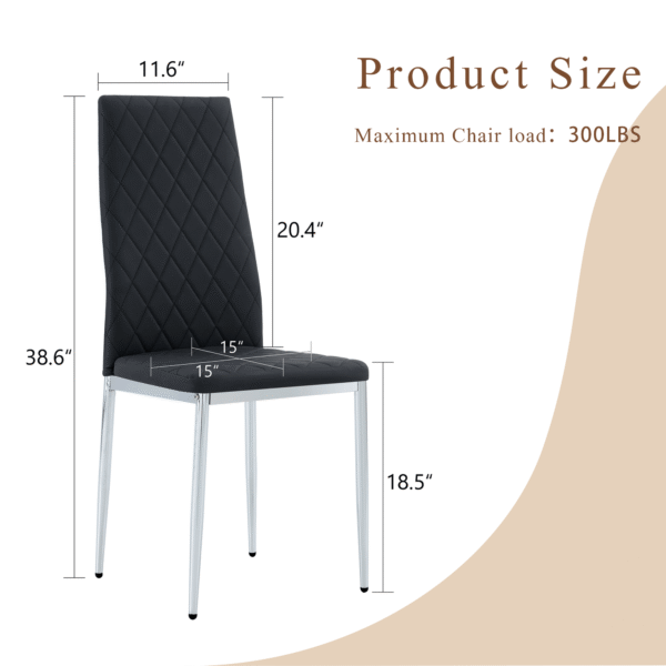 8aa408e0bcf340d5a2ec68dc4fca7c34_8cac3cea3decb44139a3c38ba1013fbe Modern Style Dining Chairs Set of 6 in Black, Essential for Minimalist Homes.Meeting Family Dining Needs,PU Material Seat,Silver Metal Legs,Blending into Various Home Environments.W1151107275