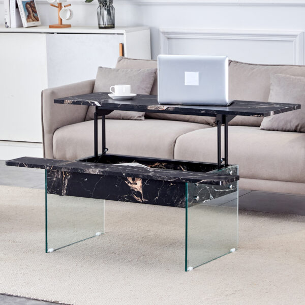 8aa83d93555f4b3ba4d088c35f851009_8709613ac98275a0c6012576584b5e63 Multifunctional Lift Top Coffee Table -Black Marble Pattern, Essential for Modern Homes.Tempered Glass Legs,Multiple Color Options,Lift Top Feature.Perfectly Fitting Into Both Living Rooms And Office.