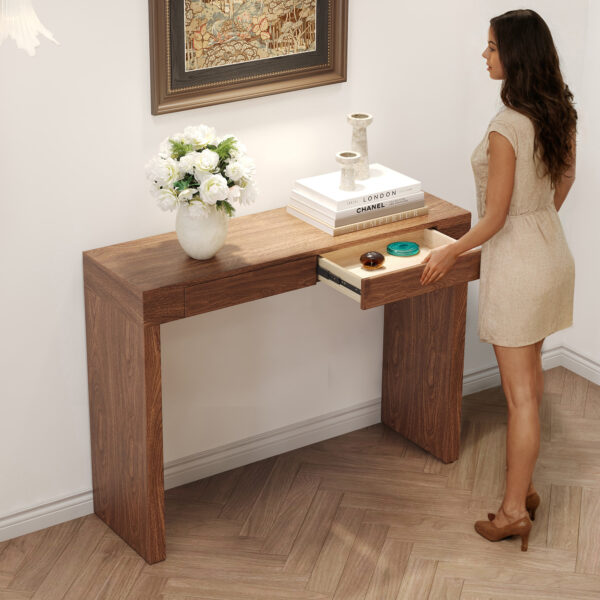 8b297d21289242db9cca6f110d8c9f32_a45f98d151062b3e6d4bce77caef5e8b Elegant Dark Wood Grain Bar Table-50 Inches Long, a Practical Choice for Modern Homes.Dark Wood Grain Texture Sticker,Equipped With Two Drawers.Serving As A Bar Table Or A Desk.