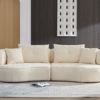WKS7W  White, 4-seat modular sofa, durable fabric, solid wood frame, high density sponge cushion, 4 pillows