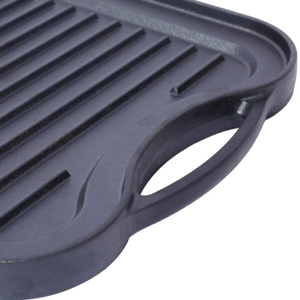 8c5b76f8c4464b2fb64f028ecf95c4a4_fcab16c37d2ee1643593f5a1cbf82a29 Pre-Seasoned Cast Iron Reversible Rectangular Grill/Griddle, Black,20inch x 10inch