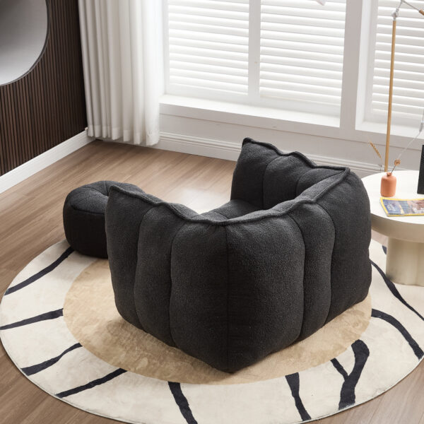 Soft Bean Bag Chair with High Resilient Foam(Chips)for living room and bedroom,Comfortable Square Lazy Sofa with Footstool, Cover for Adults to Gaming, Reading, and Watching TV
