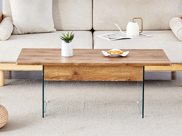 8cdbb0e6644944f6a3a341c6d2fcd262_22d2051242fe5b30d9ac2c7140718d93 Multifunctional Lift Top Coffee Table -Light Wood Color Grain Sticker, Essential for Modern Homes.Tempered Glass Legs,Lift Top Feature.Perfectly Fitting Into Living Rooms And Office.