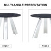 A 42-inch burn stone round table with stainless steel legs can accommodate 4 or 6 diners