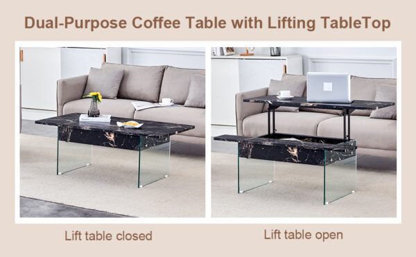8d276916d6d345608b2cb3500cc5eac0_0ceb23ddcb3c86b3fb4a38ab1402a25f Multifunctional Lift Top Coffee Table -Black Marble Pattern, Essential for Modern Homes.Tempered Glass Legs,Multiple Color Options,Lift Top Feature.Perfectly Fitting Into Both Living Rooms And Office.
