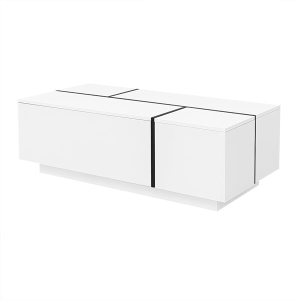 U-Can 47.2''-72.7'' Extendable Coffee Table, Multi-Functional Coffee Table with High-Gloss Finish, Coffee Table with 2 Hidden Storage Space and 2 Drawers for Living Room