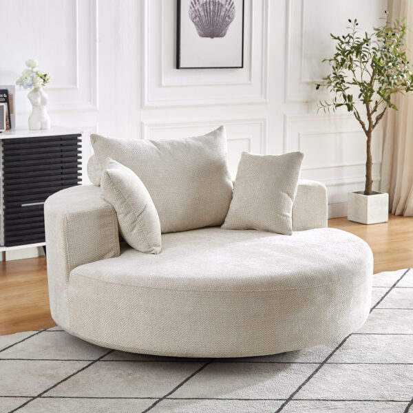 8e9da26627d64f2ca5b6b7e53d5ffad5_bae37a8d1fb9940492d444bb25522647 55''L Chenille Foam Single Swivel Chair, Fluffy Modern Sleeper, 360 Degree Swivel Chair for Living Room, Bedroom, Lounge and Projection Room