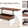 Multifunctional Lift Top Coffee Table -Dark Wood Color Grain Sticker, Essential for Modern Homes.Tempered Glass Legs,Lift Top Feature.Perfectly Fitting Into Living Rooms And Office.