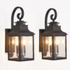 23"(H) 2-Pack Outdoor Wall Lantern Light – Vintage Black Metal Sconce with Clear Seeded Glass for Porch, Patio, and Garden (Bulb Not Included)