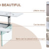 Multifunctional Lift Top Coffee Table -White Marble Pattern, Essential for Modern Homes.Tempered Glass Legs,Multiple Color Options,Lift Top Feature.Perfectly Fitting Into Both Living Rooms And Office.