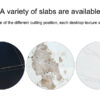 A 42-inch stainless steel leg round table with a marble top is suitable for use by four or six people