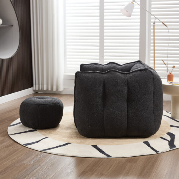 Soft Bean Bag Chair with High Resilient Foam(Chips)for living room and bedroom,Comfortable Square Lazy Sofa with Footstool, Cover for Adults to Gaming, Reading, and Watching TV