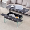 Multifunctional Lift Top Coffee Table -Black Marble Pattern, Essential for Modern Homes.Tempered Glass Legs,Multiple Color Options,Lift Top Feature.Perfectly Fitting Into Both Living Rooms And Office.