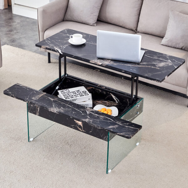 8fff6b277e2e432fa5e84ddb4f4fbe52_7f164976bb2d85a9ba4f1787a143abfb Multifunctional Lift Top Coffee Table -Black Marble Pattern, Essential for Modern Homes.Tempered Glass Legs,Multiple Color Options,Lift Top Feature.Perfectly Fitting Into Both Living Rooms And Office.
