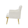 cream white velvet armchair with metal  legs